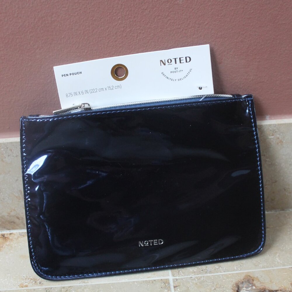 Noted by Post-it Zip Top Metallic Pen Pouch Navy Blue